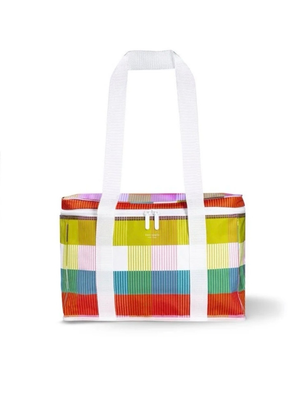 kate spade Multicolor Striped Insulated Tote with White Handles